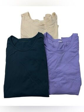 Athleta 3 Piece Bundle Fitted Lightweight Athletic Long Sleeve Tops Large L Gym